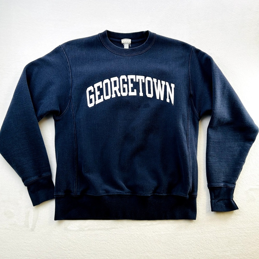 VINTAGE Georgetown Hoyas Sweater Adult Medium Blue Champion Reverse Weave Mens